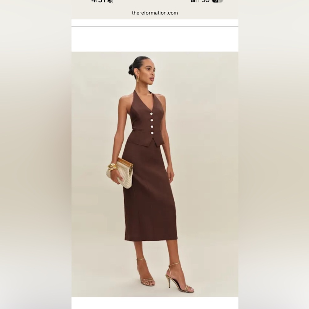 Reformation Hazen Linen Two Piece Brown - Size 6